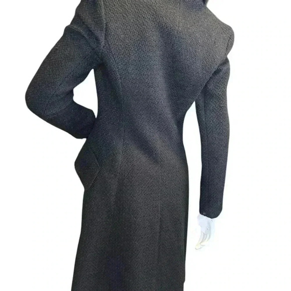 Guess by Marciano unique asymmetrical black wool coat faux fur trim. - Picture 13 of 16